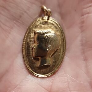 Antique Art Deco Boy Profile Pendant Necklace